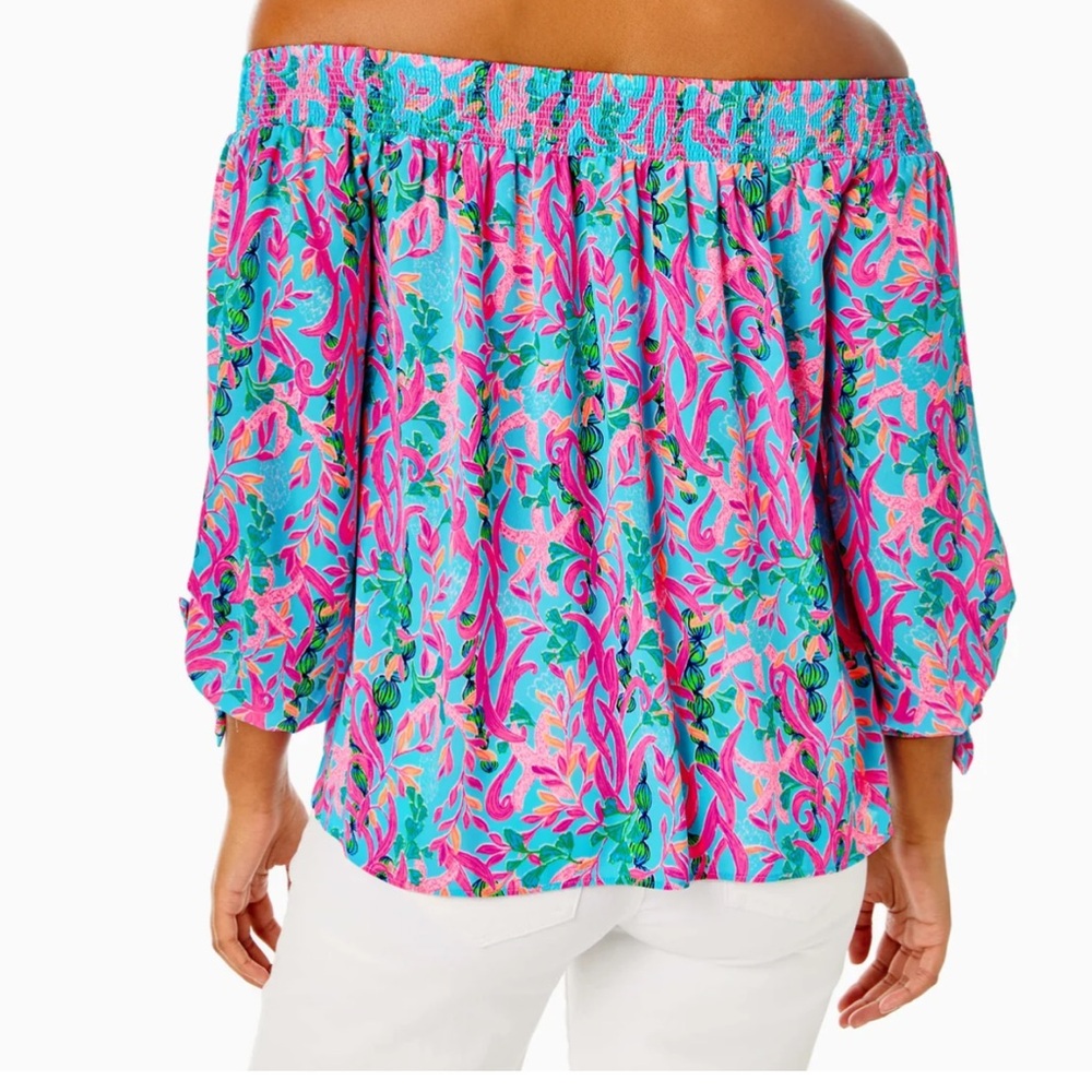 - Maryellen Off-The-Shoulder Top - Multi Seaweed Samba. - Picture 4 of 6